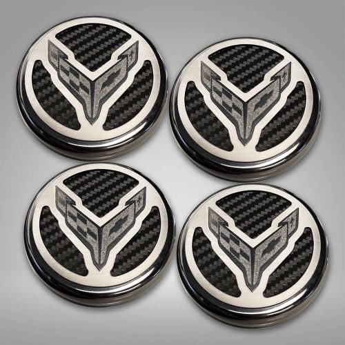 C8 Corvette American Car Craft Cross Flags Logo Fluid Caps