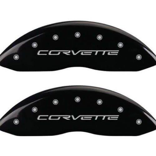 C6 Corvette MGP Caliper Covers – Gloss Black with Silver – Corvette