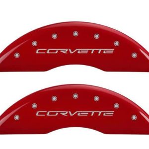 C6 Corvette MGP Caliper Covers - Red with Silver - Grand Sport