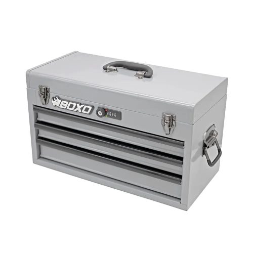 BOXO USA 3-Drawer Hand Carry Tool Box : Nardo Gray – Black Drawer Trim