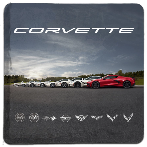 Corvette 4″x4″ Generations Stone Tile Coaster : Each