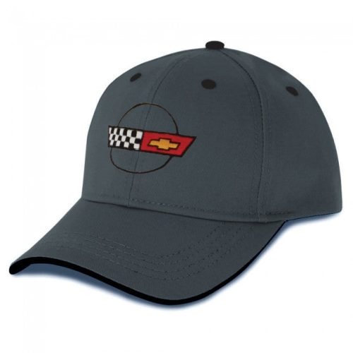 Corvette – Heritage Hat/Cap – Gray/Black – Embroidered : 1984-1996 C4