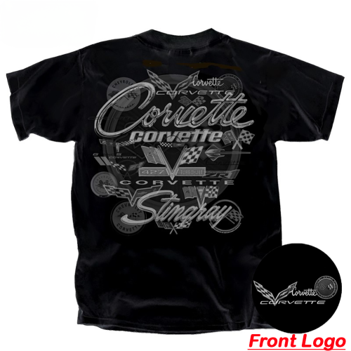 Corvette All Year Corvette Logo T-shirt – Black C1-C8