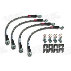 Corvette Brake Line Kit. Braided Stainless Steel- 1984-1987
