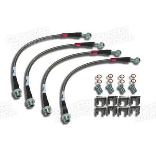 Corvette Brake Line Kit. Braided Stainless Steel- 1984-1987